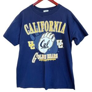 California Golden Bears Tshirt Adult Large Blue Spellout Paw Student Workout